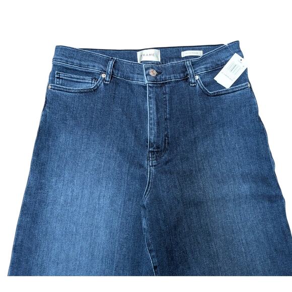 FRAME Le Slim Palazzo Jeans Size 32 High Rise Wide Leg Medium Wash - Picture 3 of 6